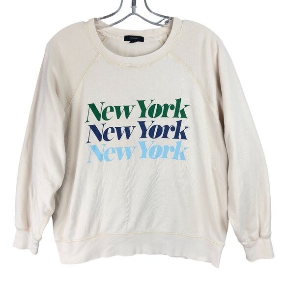 J.Crew  Magic Rinse New York Graphic Sweatshirt Womens S Cream Cotton - Picture 1 of 10